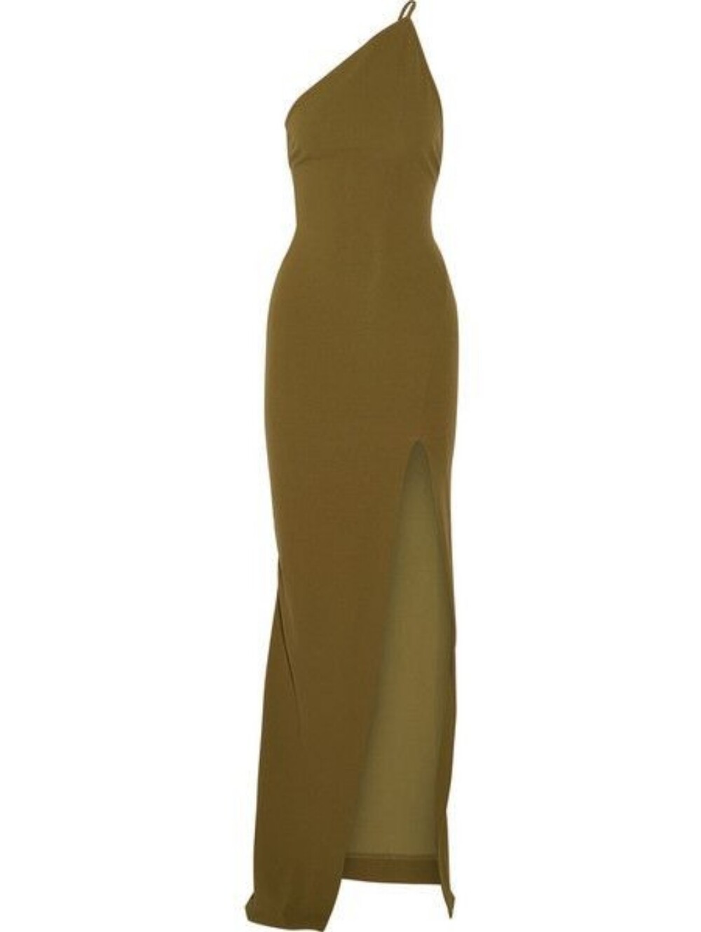 Solace London One-Shoulder Olive Dress with High Side Slit